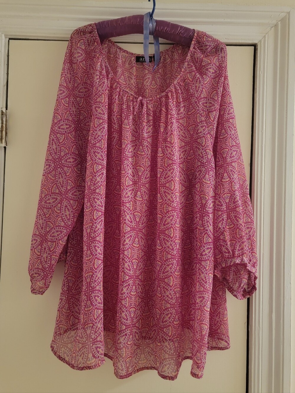 NWT - a.n.a Pink Printed Peasant Tunic